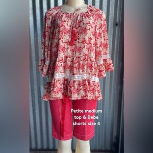 Floral Red Women's Top & Bebe shorts